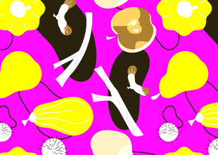 梦幻花卉与时尚元素插画