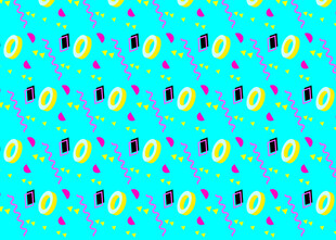 蓝色背景上的多彩图案