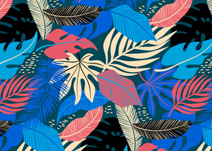 热带花卉植物图案背景