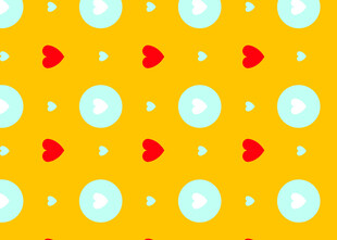 黄色波点爱心图案背景