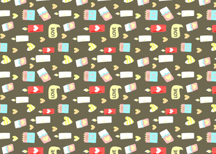 卡通风格多彩物品图案背景