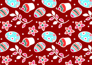 红色底花卉图案背景