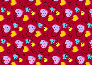 红色背景可爱水果图案