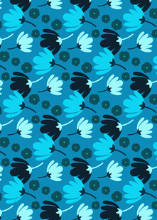 蓝色花卉图案无缝背景