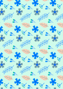 蓝粉花卉图案背景纹理