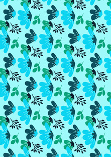 蓝绿色调花卉图案背景