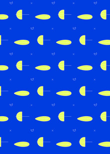 蓝色背景上的黄色鱼形图案