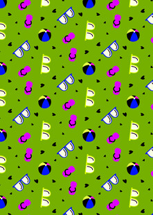 绿色背景多彩图案装饰图