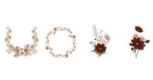 野花水彩婚礼花卉边框png合集