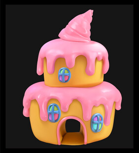 粉色双层蛋糕造型小房子