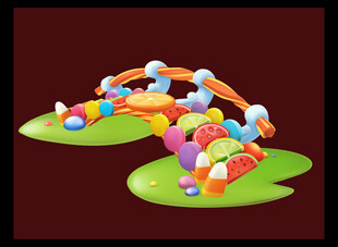 卡通风格多彩糖果景观