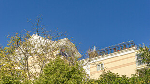 古典建筑与绿树蓝天