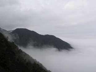 云雾缭绕的山峦美景