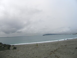 阴天的宁静海滩景色