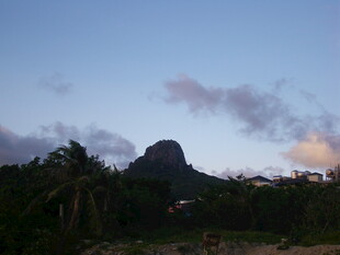 黄昏下的山峦与植被