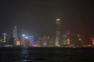 香港夜景璀璨城市风光