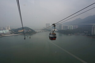 空中缆车俯瞰山水景色