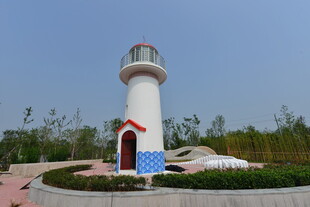 海边白色灯塔景观