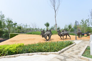 户外园林中的大象雕塑景观