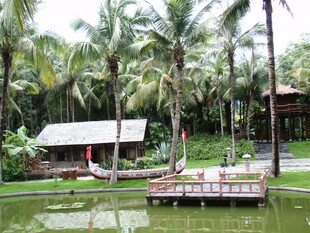 热带风光中的水上休闲平台