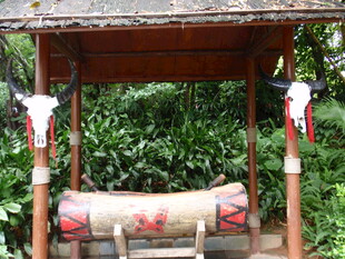 户外特色装饰的木制凉亭