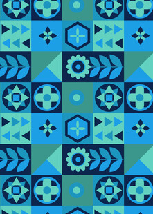 蓝绿色几何图案背景纹理