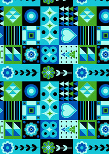 蓝绿几何图案无缝背景