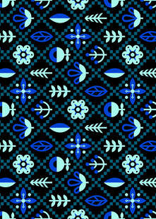 蓝底民族风几何图案花纹