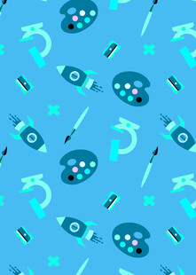 蓝色卡通图案无缝背景图