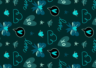 蓝绿色海洋生物图案背景