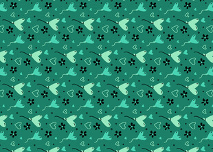 绿色花卉图案无缝背景图
