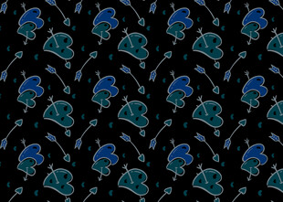 蓝色花卉图案黑色背景纹理