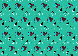 蓝底多彩图案无缝背景图