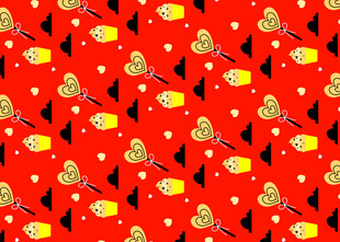 红色圣诞元素无缝图案