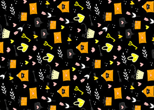 黑色背景多彩图案装饰元素