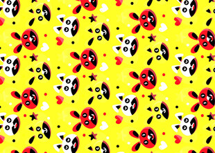 黄色底动物图案印花布料