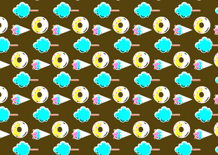 多彩火箭云朵图案背景