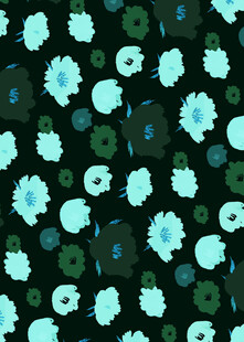 蓝绿花朵图案背景