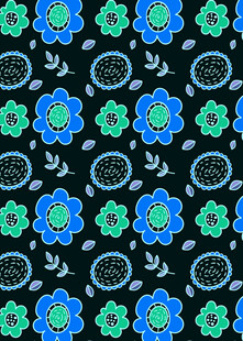 蓝绿花卉图案背景