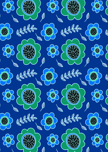 蓝色花卉图案背景纹理