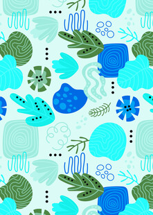 清新手绘风植物图案背景