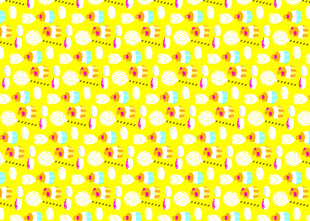 黄色多彩卡通图案背景