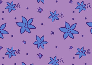 紫色背景蓝色花朵图案