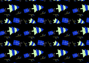 蓝黄图案的黑色背景纹理