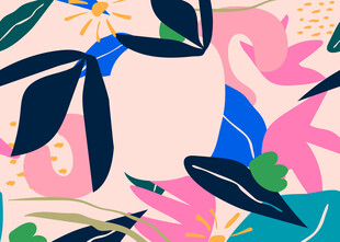 热带花卉植物图案背景