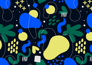 抽象多彩几何植物图案