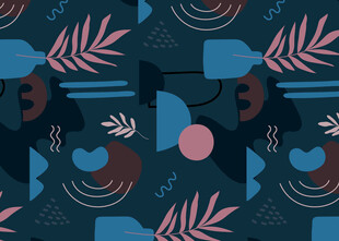 几何植物图案背景设计