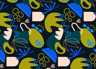 抽象几何植物图案设计