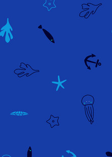 海洋生物蓝色无缝图案