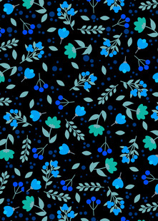 蓝色花卉图案布料纹理